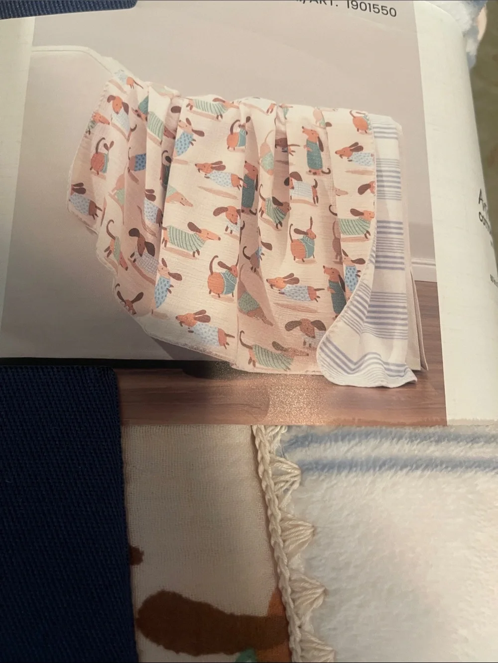 Artist Collection Cotton Gauze Dachshund Throw Blanket-60 in x 70 in-new